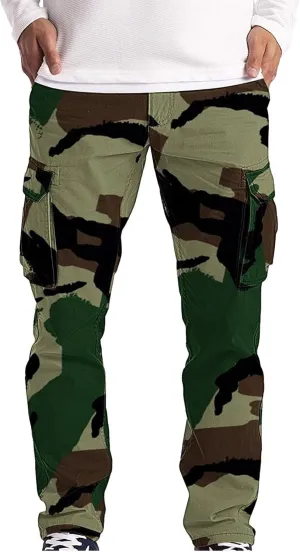 Camo Cargo Pants for Men Waterproof Outdoor Work Pants Construction Flex Tactical Pants Multi Pockets Hiking Pants