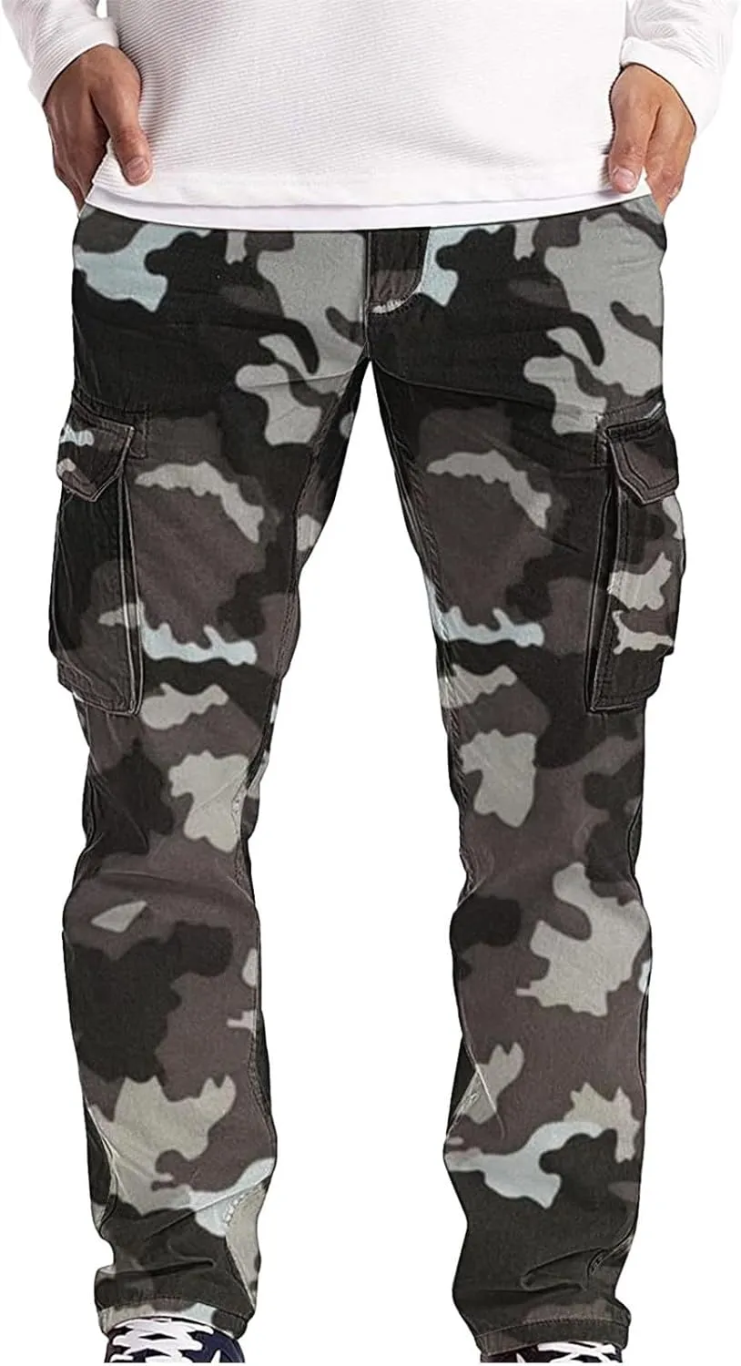 Camo Cargo Pants for Men Waterproof Outdoor Work Pants Construction Flex Tactical Pants Multi Pockets Hiking Pants