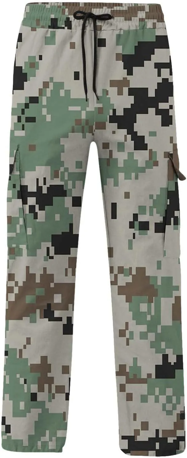 Camo Cargo Pants for Men Waterproof Outdoor Work Pants Construction Flex Tactical Pants Multi Pockets Hiking Pants