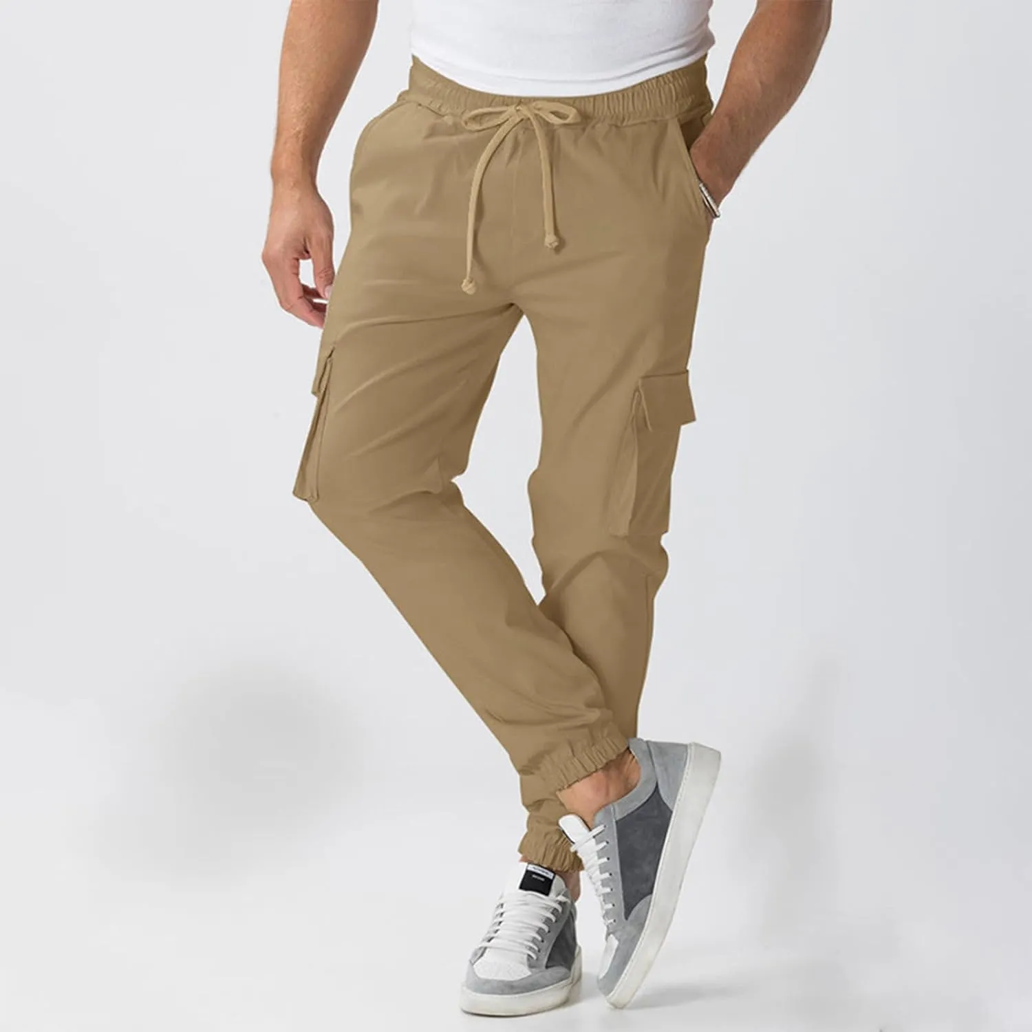 Cargo Pants for Men Comfy Hiking Pants Lightweight Joggers with Pockets Casual Elastic Waist Work Pants