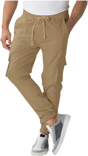 Cargo Pants for Men Comfy Hiking Pants Lightweight Joggers with Pockets Casual Elastic Waist Work Pants