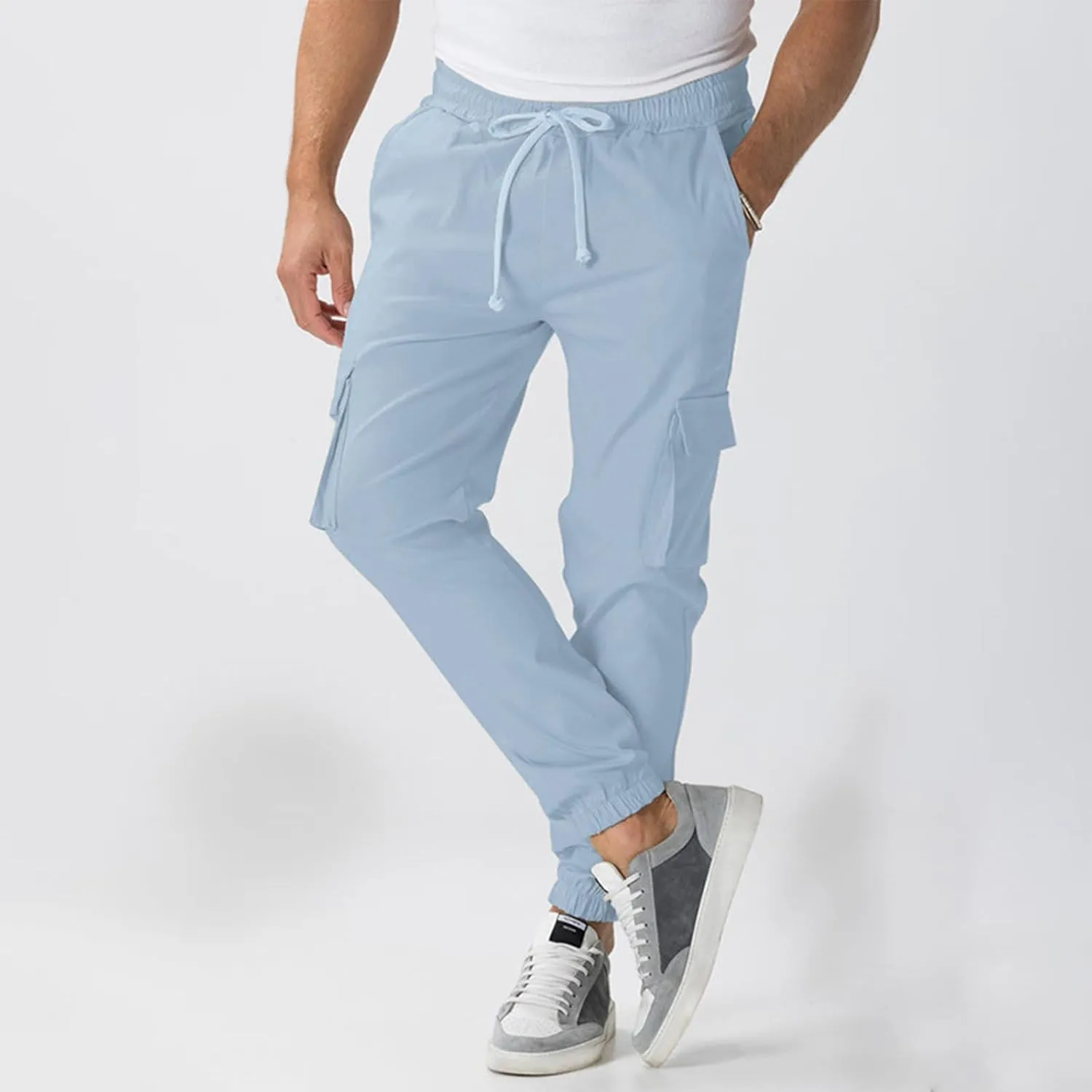 Cargo Pants for Men Comfy Hiking Pants Lightweight Joggers with Pockets Casual Elastic Waist Work Pants