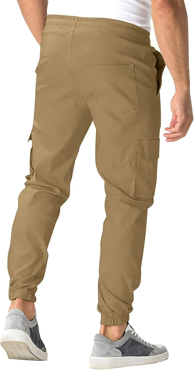 Cargo Pants for Men Comfy Hiking Pants Lightweight Joggers with Pockets Casual Elastic Waist Work Pants
