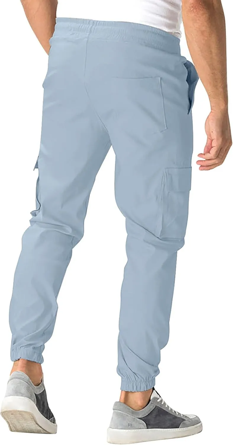 Cargo Pants for Men Comfy Hiking Pants Lightweight Joggers with Pockets Casual Elastic Waist Work Pants