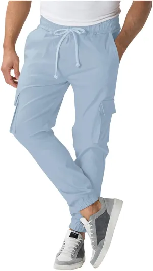 Cargo Pants for Men Comfy Hiking Pants Lightweight Joggers with Pockets Casual Elastic Waist Work Pants