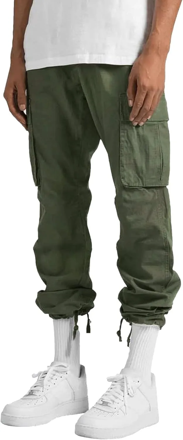 Cargo Pants for Men Lightweight Casual Relaxed Fit Trousers Drawstring Waist Pants Overalls Athletic Joggers