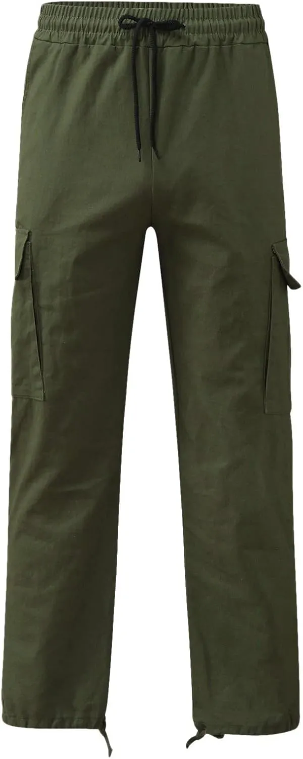 Cargo Pants for Men Lightweight Casual Relaxed Fit Trousers Drawstring Waist Pants Overalls Athletic Joggers