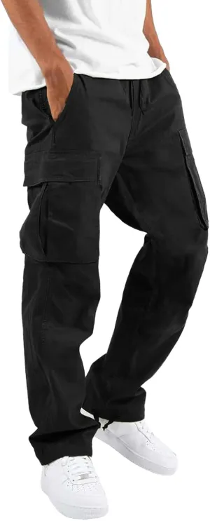 Cargo Pants for Men Lightweight Casual Relaxed Fit Trousers Drawstring Waist Pants Overalls Athletic Joggers