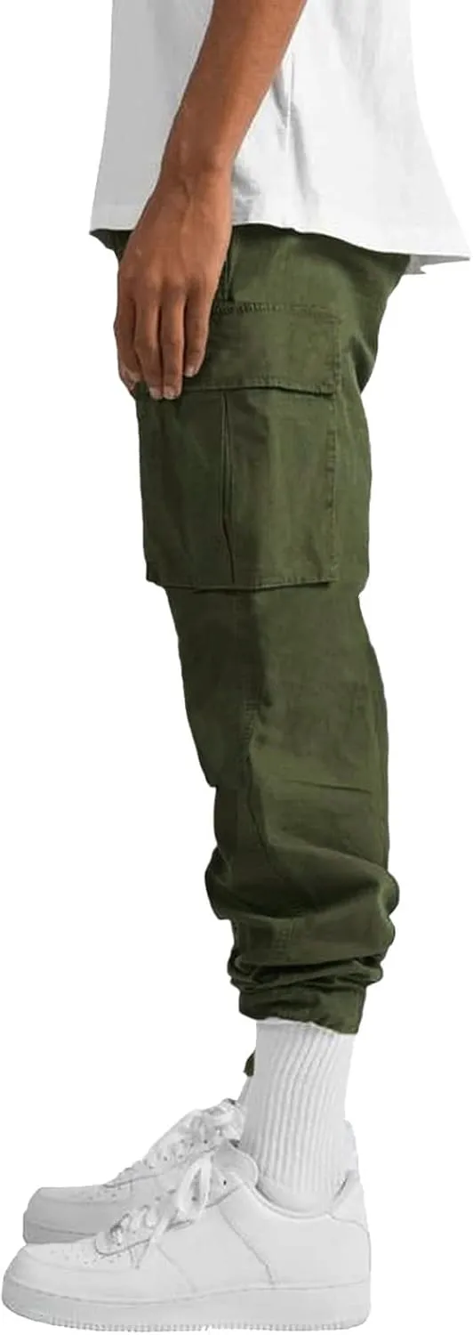 Cargo Pants for Men Lightweight Casual Relaxed Fit Trousers Drawstring Waist Pants Overalls Athletic Joggers