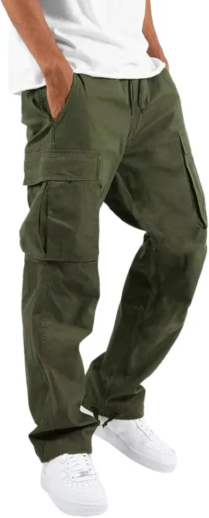 Cargo Pants for Men Lightweight Casual Relaxed Fit Trousers Drawstring Waist Pants Overalls Athletic Joggers