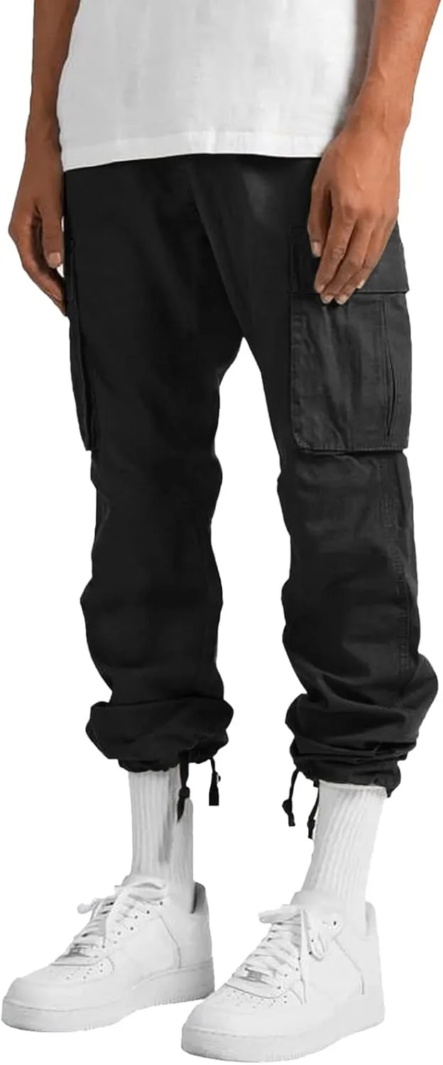 Cargo Pants for Men Lightweight Casual Relaxed Fit Trousers Drawstring Waist Pants Overalls Athletic Joggers
