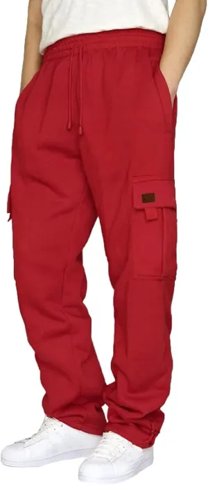Cargo Pants for Men Solid Color Drawstring Baggy Sweatpants Mens Casual Loose Fit Gym Work Joggers with Pockets