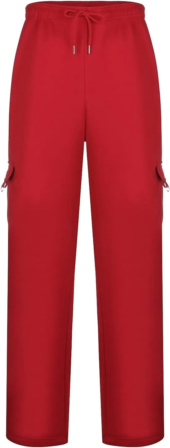 Cargo Pants for Men Solid Color Drawstring Baggy Sweatpants Mens Casual Loose Fit Gym Work Joggers with Pockets