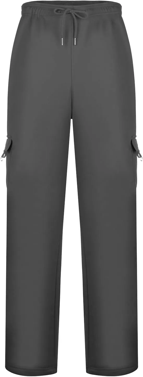 Cargo Pants for Men Solid Color Drawstring Baggy Sweatpants Mens Casual Loose Fit Gym Work Joggers with Pockets