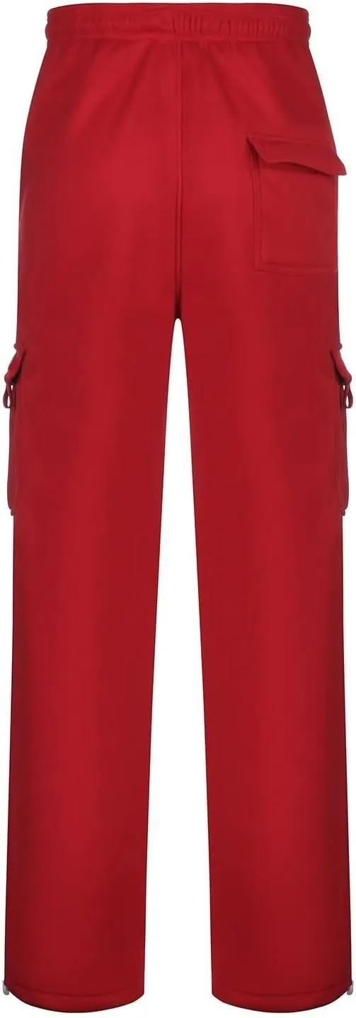 Cargo Pants for Men Solid Color Drawstring Baggy Sweatpants Mens Casual Loose Fit Gym Work Joggers with Pockets