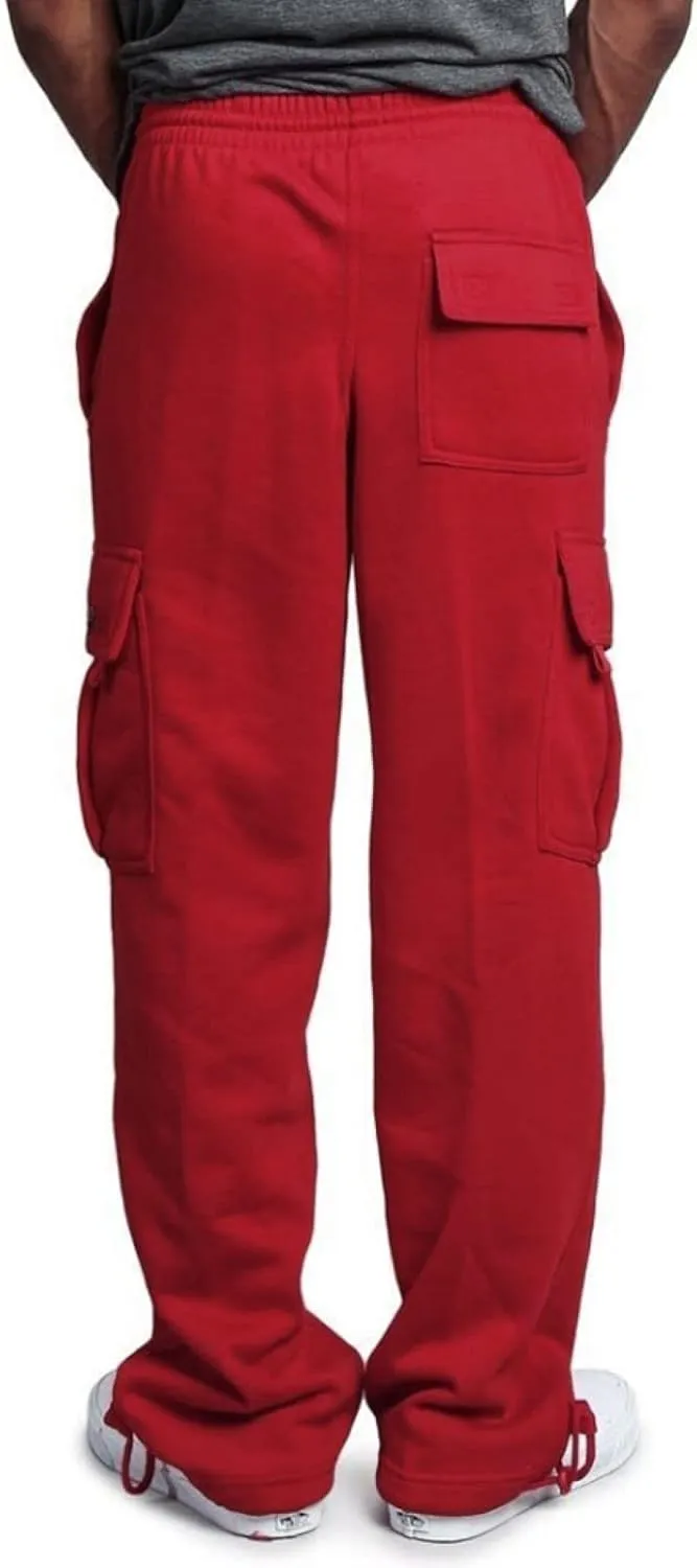 Cargo Pants for Men Solid Color Drawstring Baggy Sweatpants Mens Casual Loose Fit Gym Work Joggers with Pockets