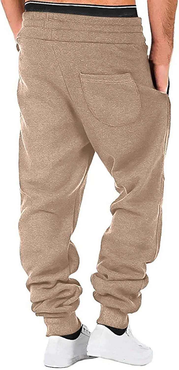 Cargo Sweatpants for Men Drawstring Loose Fit Fleece Joggers Elastic Waist Sports Athletic Trousers with Pockets
