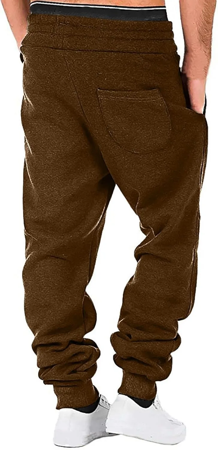 Cargo Sweatpants for Men Drawstring Loose Fit Fleece Joggers Elastic Waist Sports Athletic Trousers with Pockets
