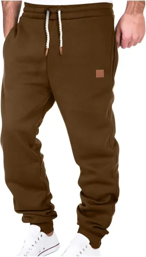 Cargo Sweatpants for Men Drawstring Loose Fit Fleece Joggers Elastic Waist Sports Athletic Trousers with Pockets