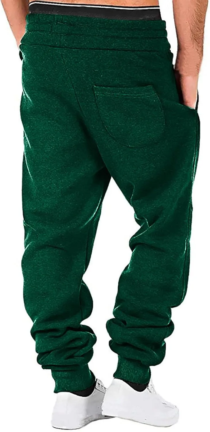 Cargo Sweatpants for Men Drawstring Loose Fit Fleece Joggers Elastic Waist Sports Athletic Trousers with Pockets