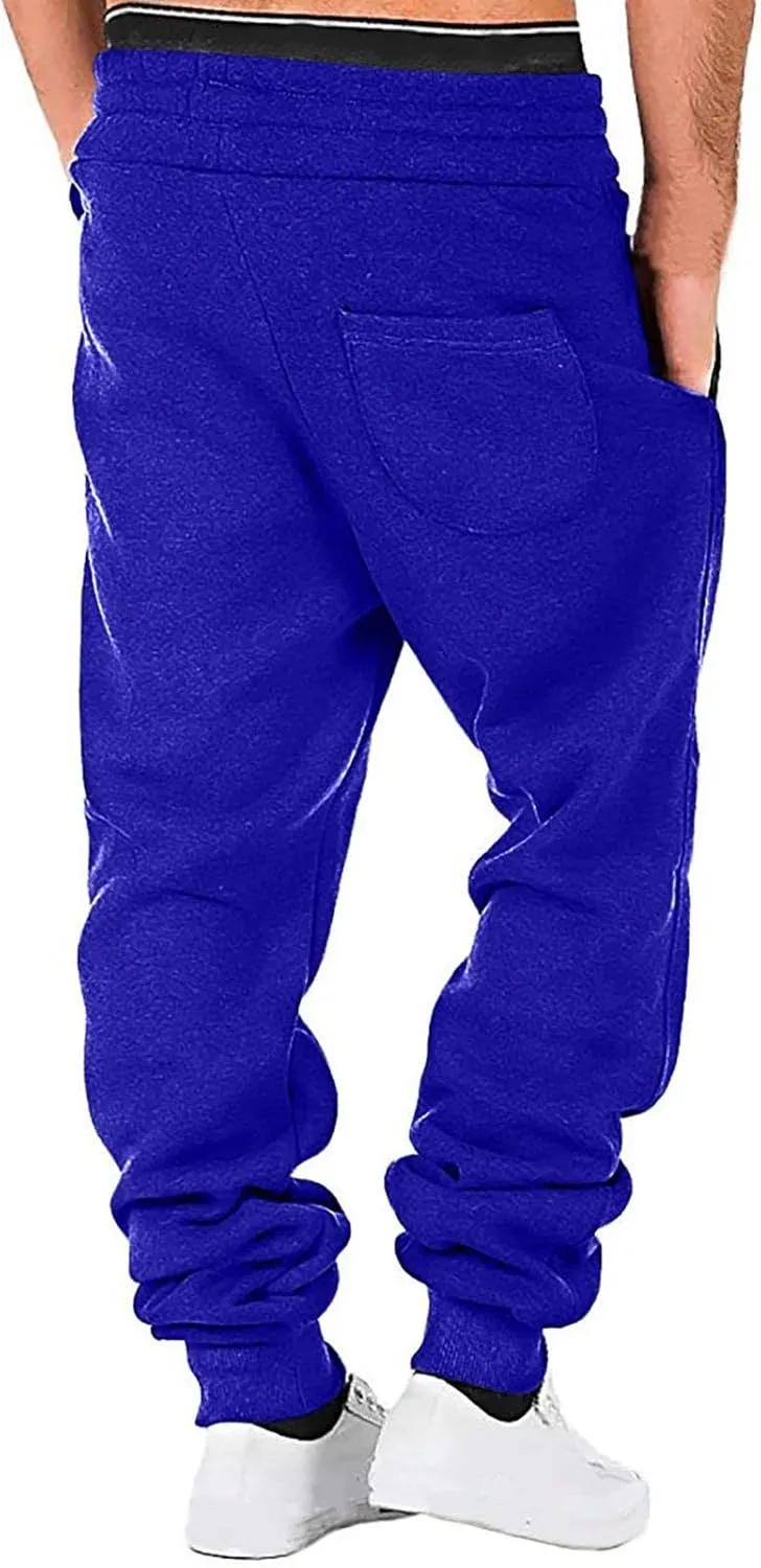 Cargo Sweatpants for Men Drawstring Loose Fit Fleece Joggers Elastic Waist Sports Athletic Trousers with Pockets