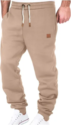 Cargo Sweatpants for Men Drawstring Loose Fit Fleece Joggers Elastic Waist Sports Athletic Trousers with Pockets