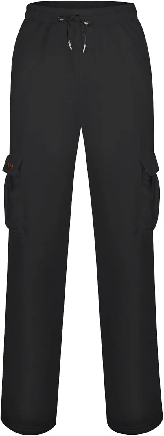 Cargo Sweatpants for Men Open Bottom Lightweight Hiking Pants Workout Casual Baggy Drawstring Joggers with Pockets