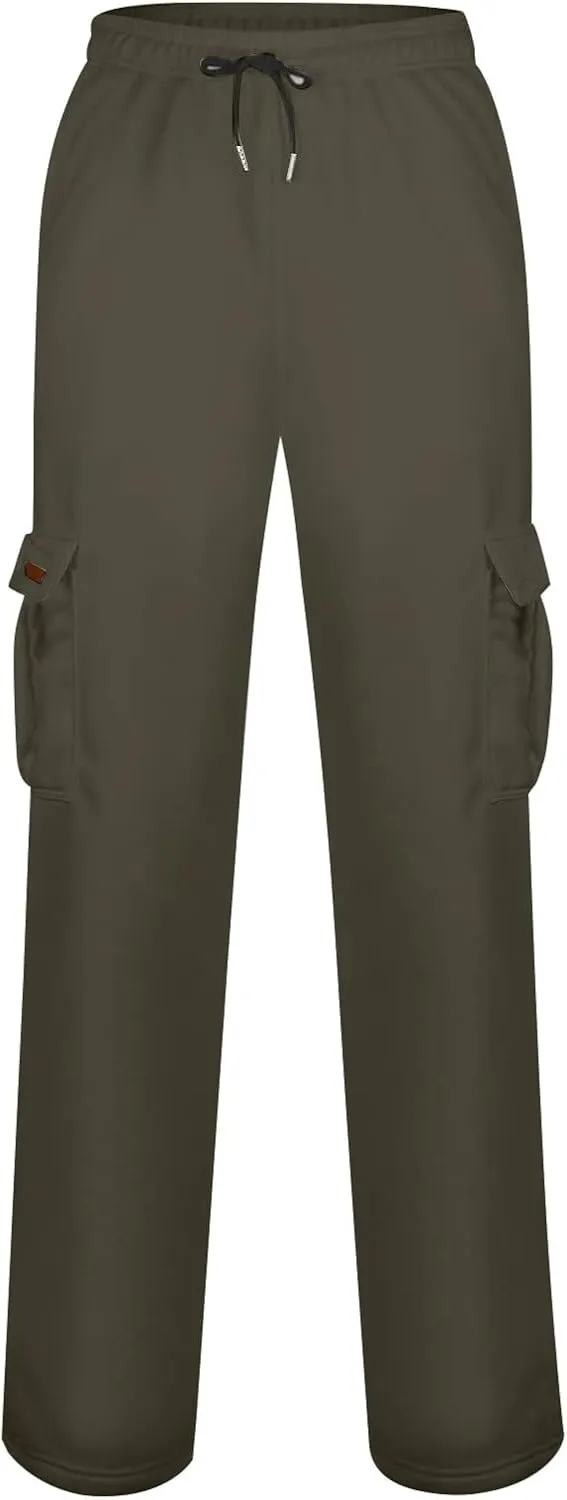 Cargo Sweatpants for Men Open Bottom Lightweight Hiking Pants Workout Casual Baggy Drawstring Joggers with Pockets