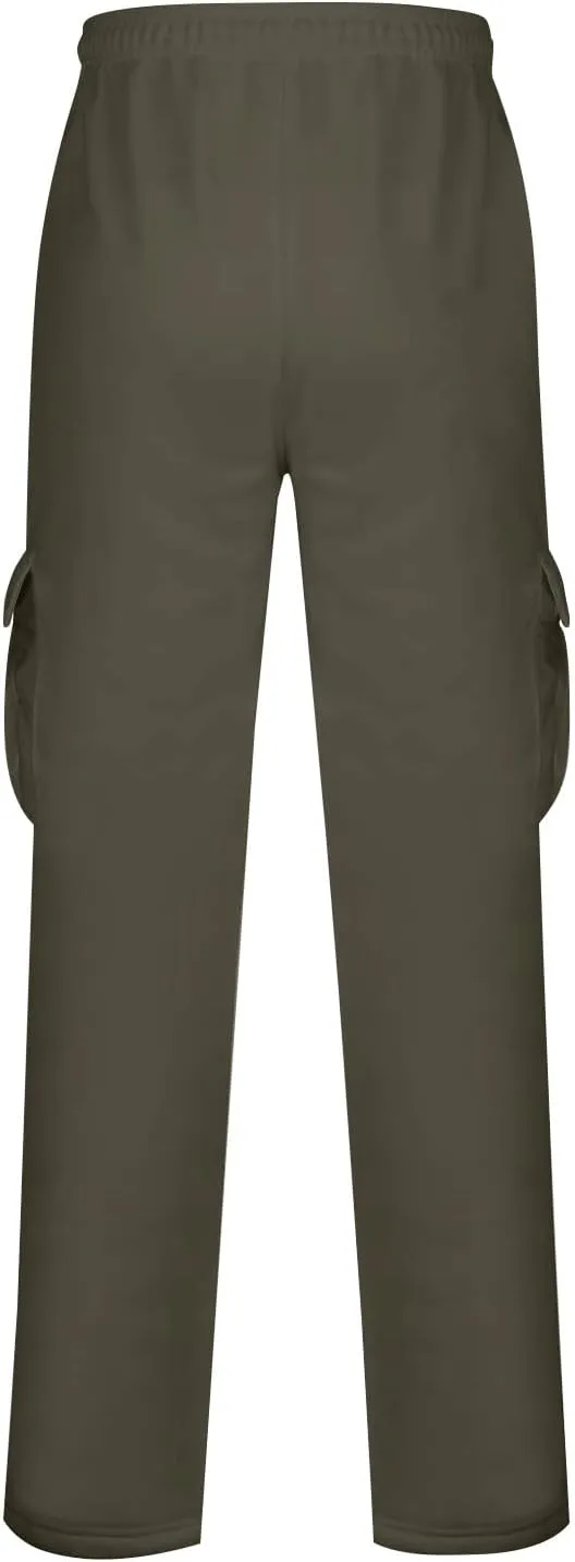 Cargo Sweatpants for Men Open Bottom Lightweight Hiking Pants Workout Casual Baggy Drawstring Joggers with Pockets