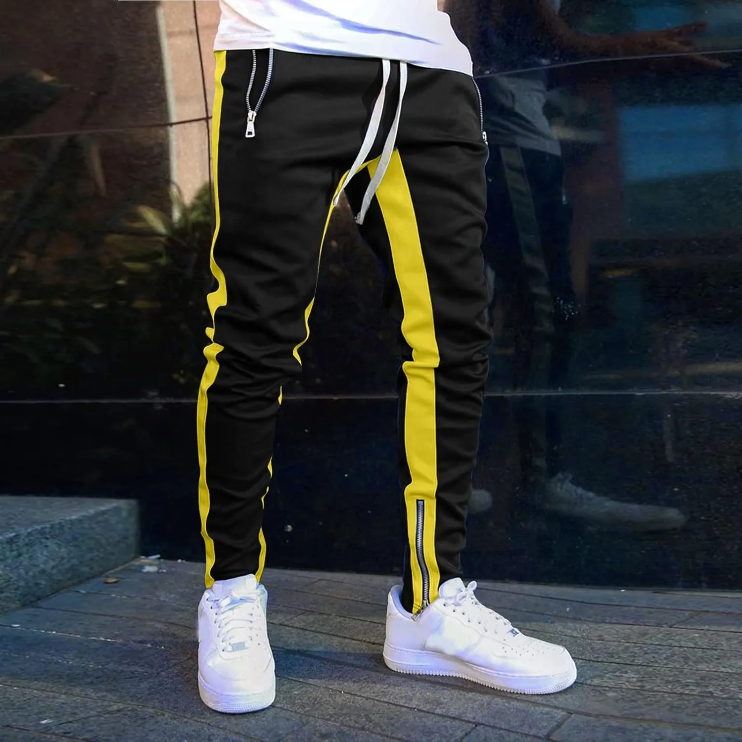 Cargo Sweatpants for Men Tactical Pants Lightweight Hiking Workout Jogger Mens Streetwear Reflective Tactical Track