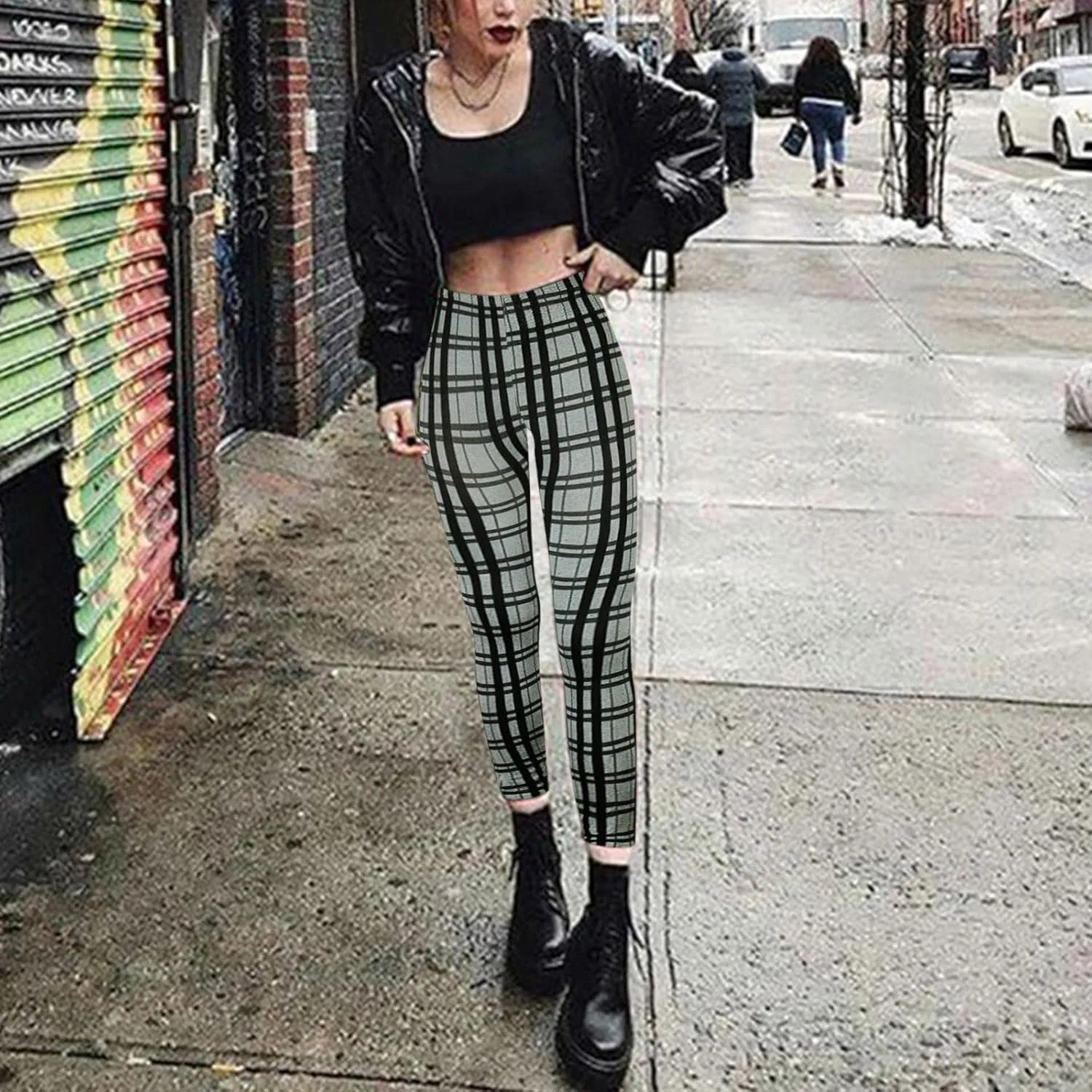 Casual Leggings for Women High Waist Printed Tummy Control Butt Lifting Pants Funny Elastic Waist Slimming Compression