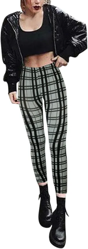 Casual Leggings for Women High Waist Printed Tummy Control Butt Lifting Pants Funny Elastic Waist Slimming Compression