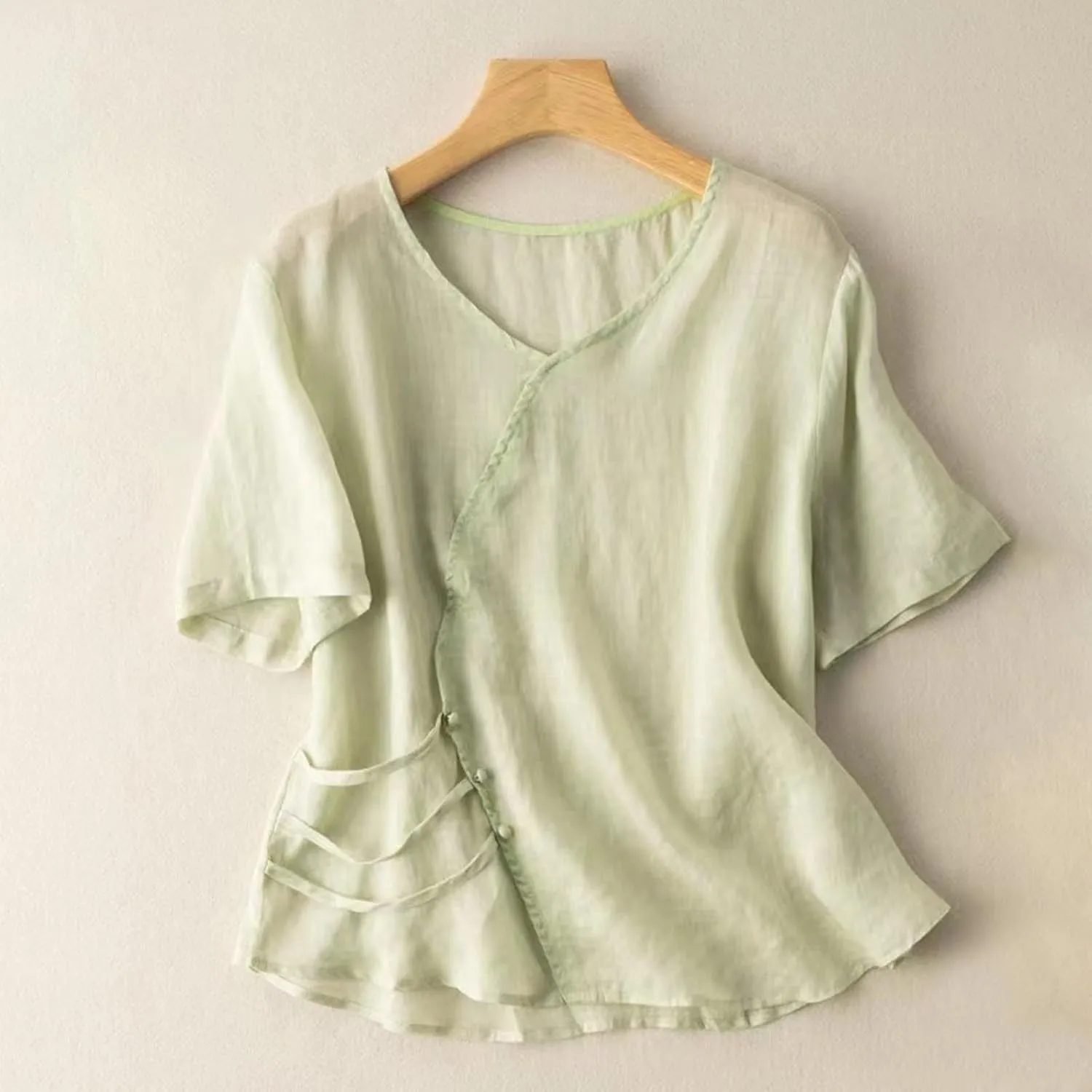 Cotton Linen Tops for Women Half Sleeve Work Blouses Dressy Casual Tunic Shirt Breathable Summer Basic Tees Tunics