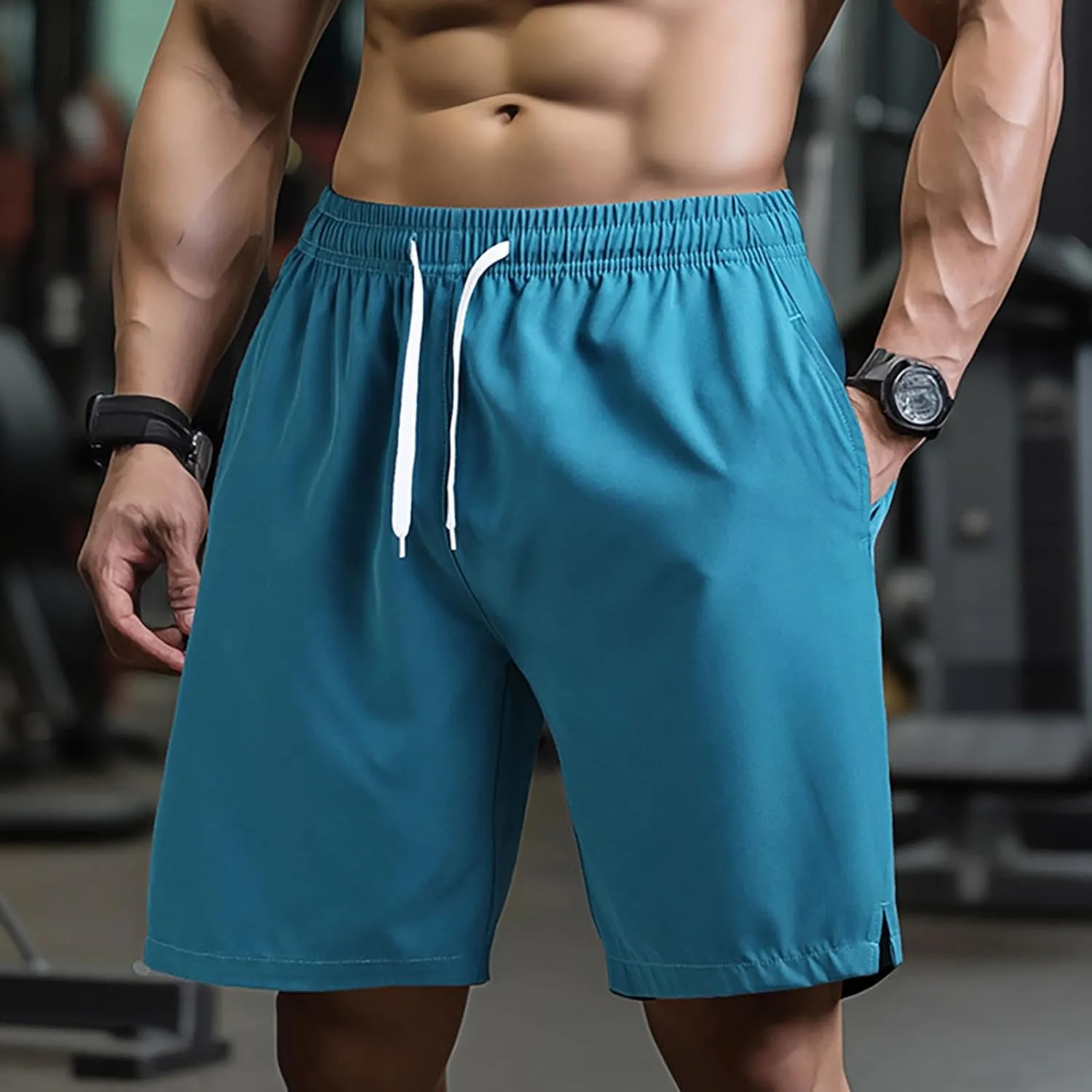 CRNTCEM Men's Quick Dry Athletic Running Shorts Lightweight Workout Bodybuilding Gym Training Elastic Wasit Sport Golf Short