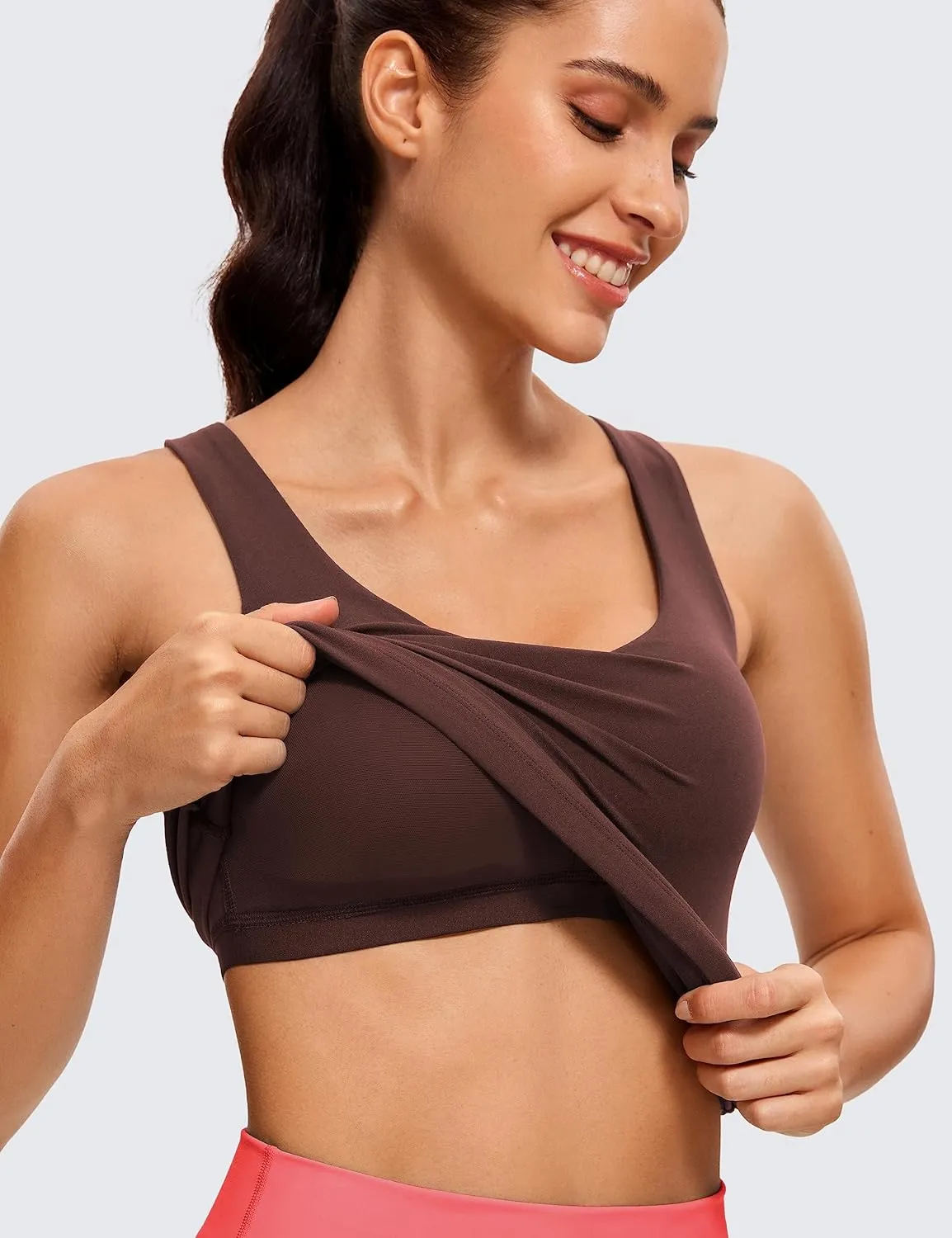 CRZ YOGA Butterluxe Womens V Neck Workout Tank Tops with Built in Bras - Sleeveless Padded Racerback Yoga Athletic Camisole