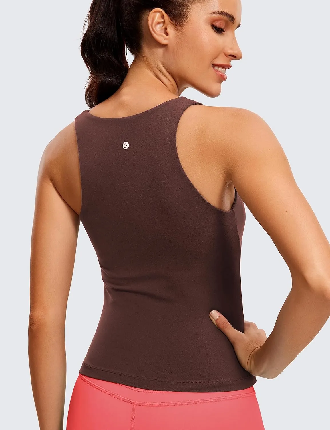 CRZ YOGA Butterluxe Womens V Neck Workout Tank Tops with Built in Bras - Sleeveless Padded Racerback Yoga Athletic Camisole