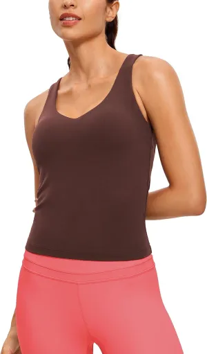 CRZ YOGA Butterluxe Womens V Neck Workout Tank Tops with Built in Bras - Sleeveless Padded Racerback Yoga Athletic Camisole