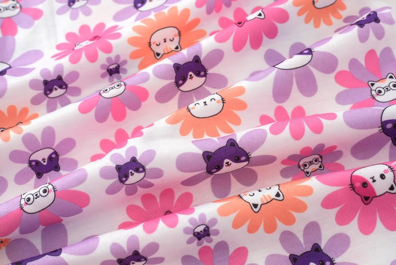 CYCHELRY Big Girls Cartoon Pajamas Set-2PCS Button Down Long Sleeve and Pants Teens PJS Set Size 6-16