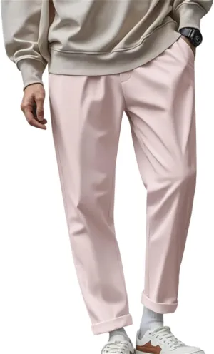 Dress Pants for Men Baggy Lightweight Drawstring Waist Chino Pants Quick Dry Business Casual Pants with Pockets