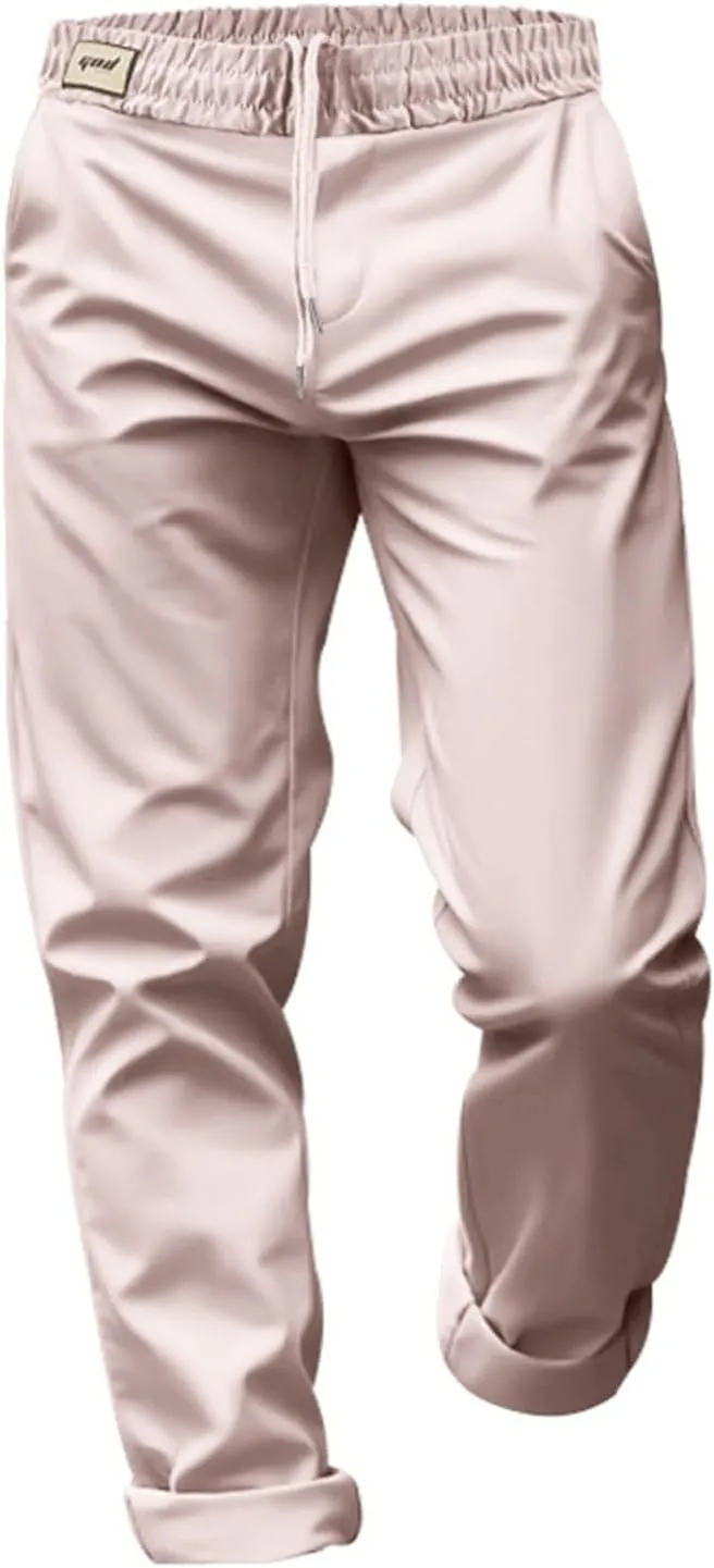 Dress Pants for Men Baggy Lightweight Drawstring Waist Chino Pants Quick Dry Business Casual Pants with Pockets