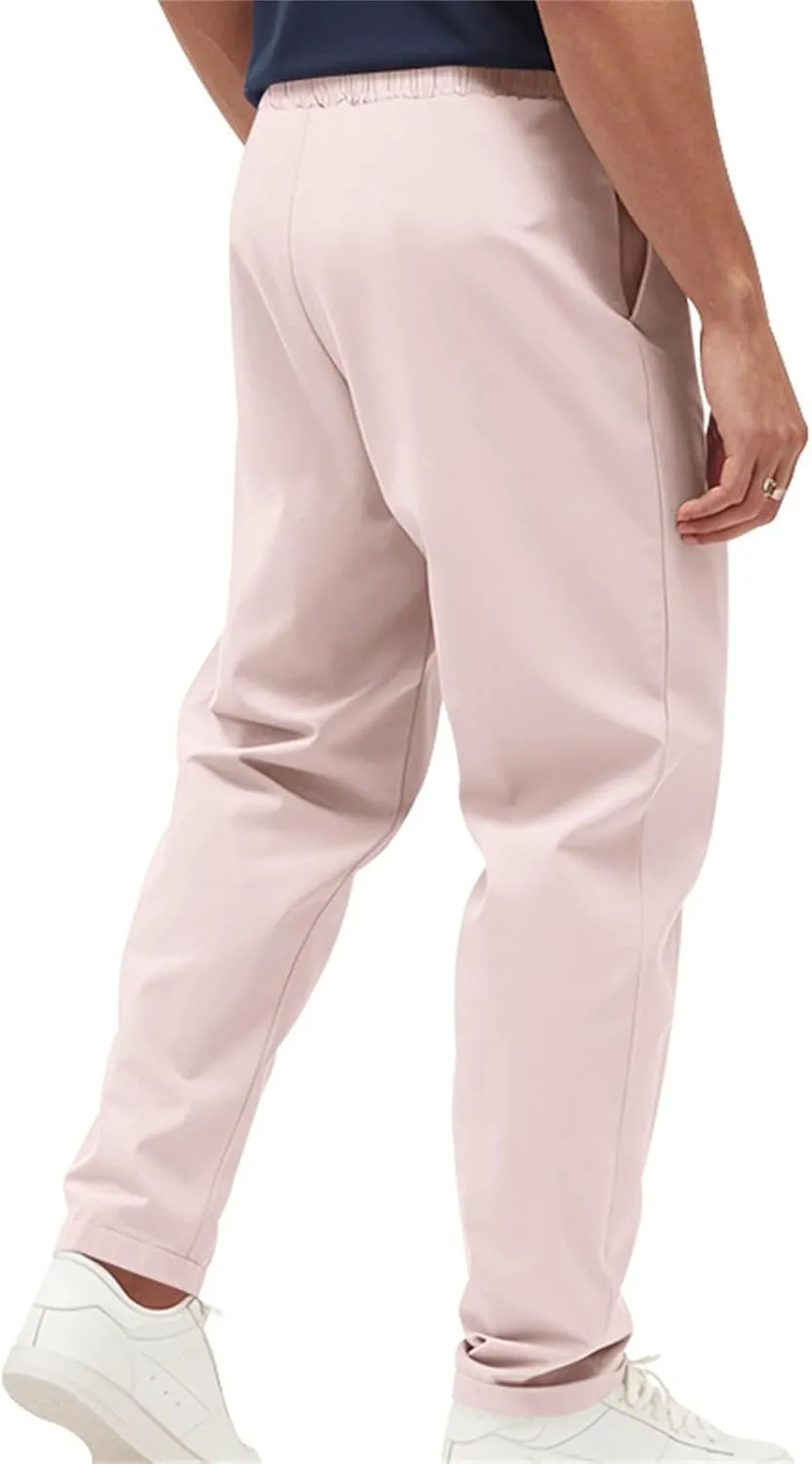 Dress Pants for Men Baggy Lightweight Drawstring Waist Chino Pants Quick Dry Business Casual Pants with Pockets