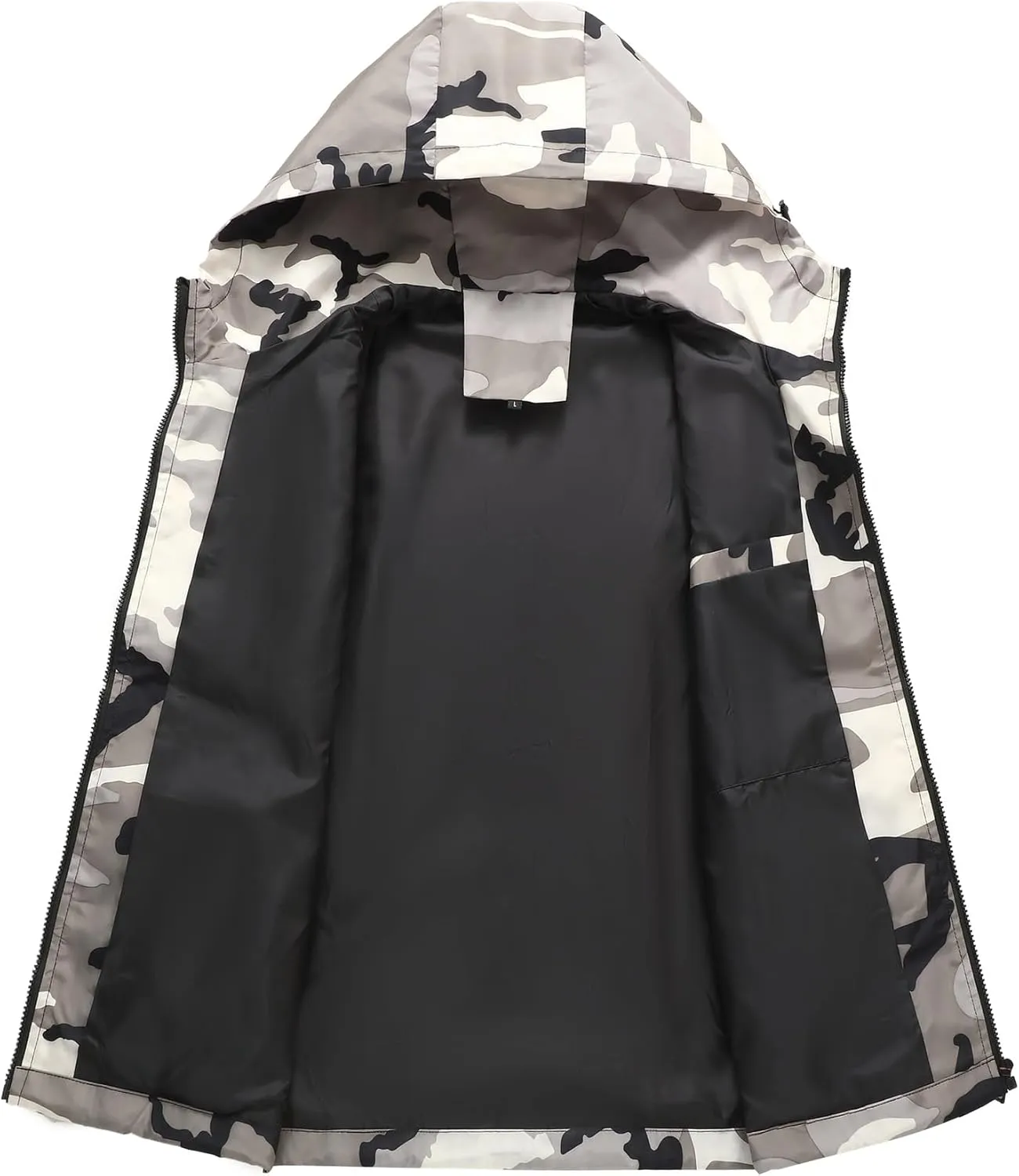 evzosrz Men's Camo Windbreaker - Lightweight Waterproof Rain Jacket, Zip Up Breathable Shell Hooded Outdoor Jackets Raincoat