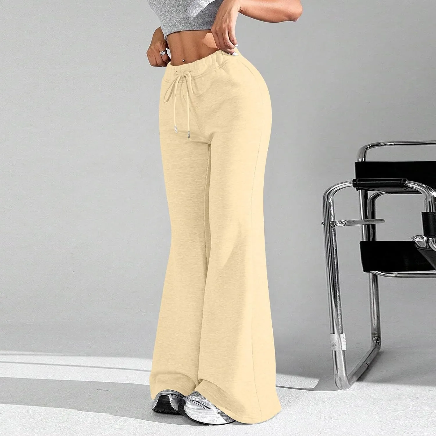 Flare Sweatpants Women Baggy Lightweight High Waisted Wide Leg Pants Casual Comfy Lounge Pants with Pockets