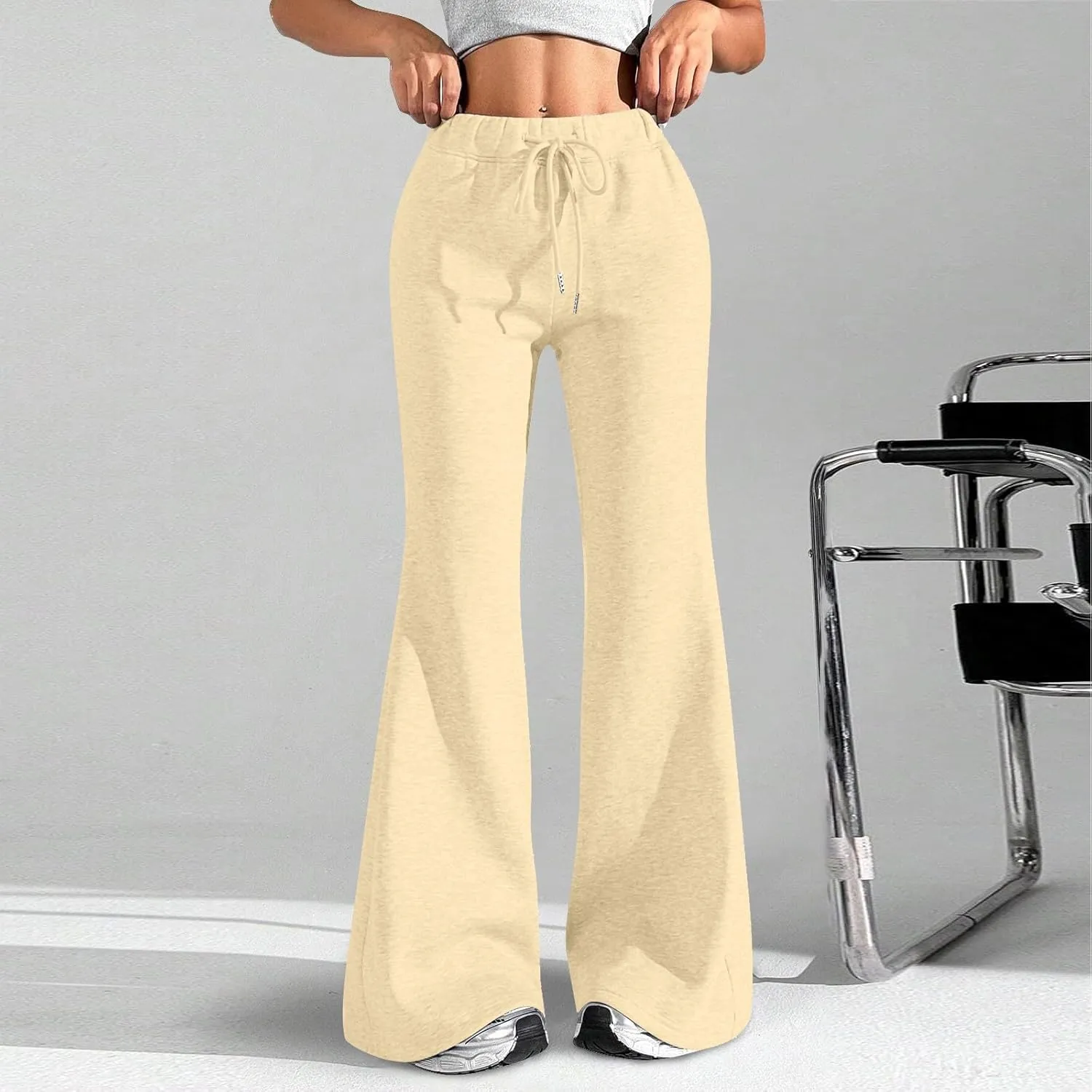 Flare Sweatpants Women Baggy Lightweight High Waisted Wide Leg Pants Casual Comfy Lounge Pants with Pockets