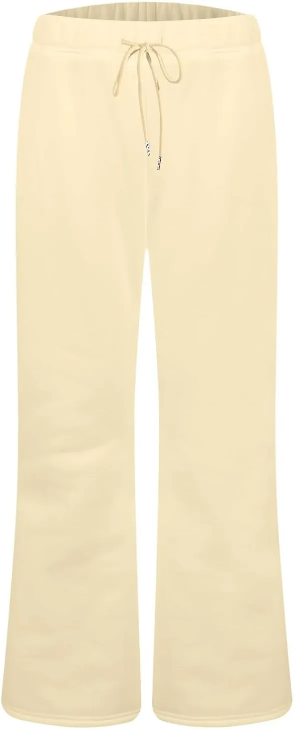 Flare Sweatpants Women Baggy Lightweight High Waisted Wide Leg Pants Casual Comfy Lounge Pants with Pockets