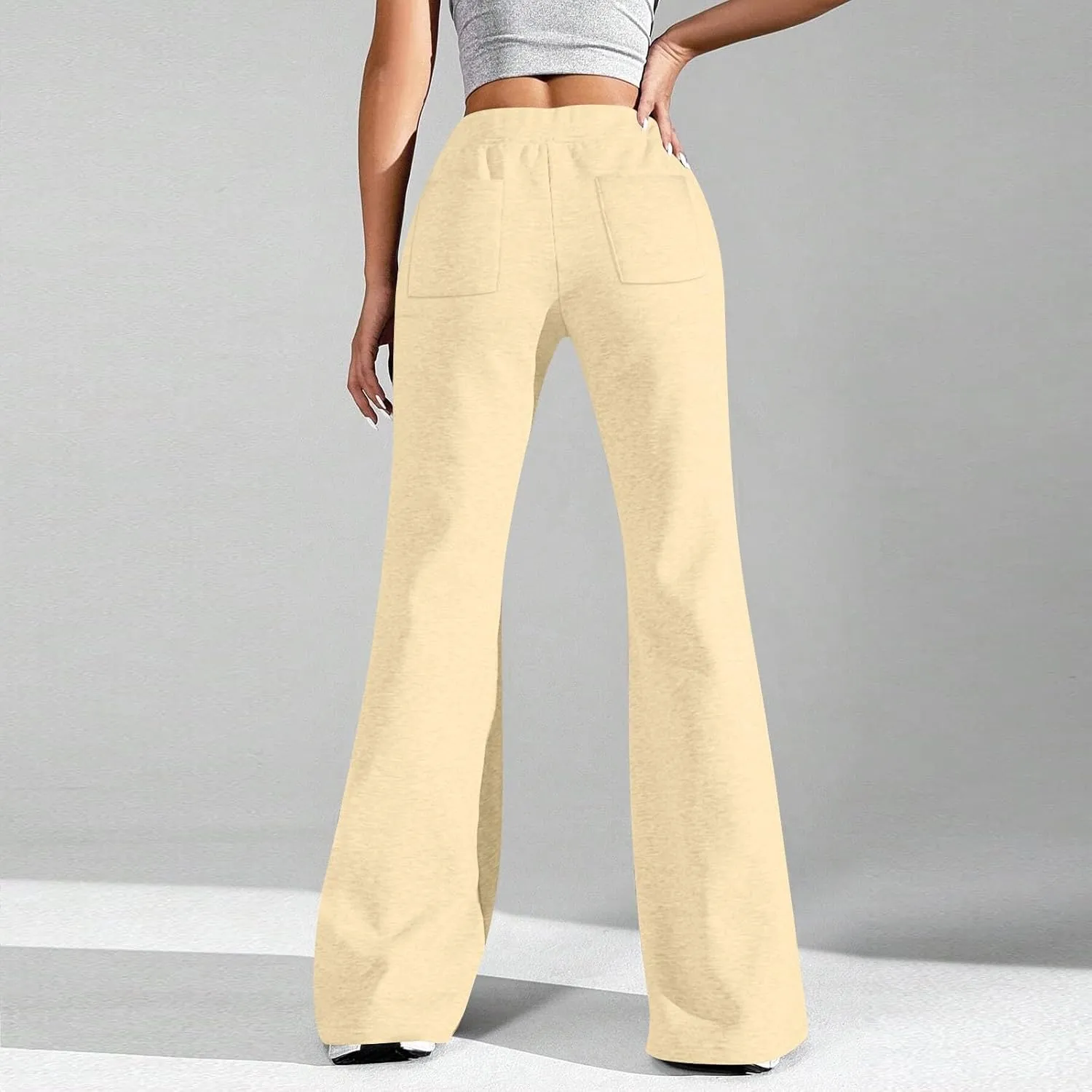 Flare Sweatpants Women Baggy Lightweight High Waisted Wide Leg Pants Casual Comfy Lounge Pants with Pockets