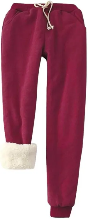 Fleece Lined Pants Women Winter Lightweight Warm Sweatpants with Pockets for Men Women Jogger Sweatpants