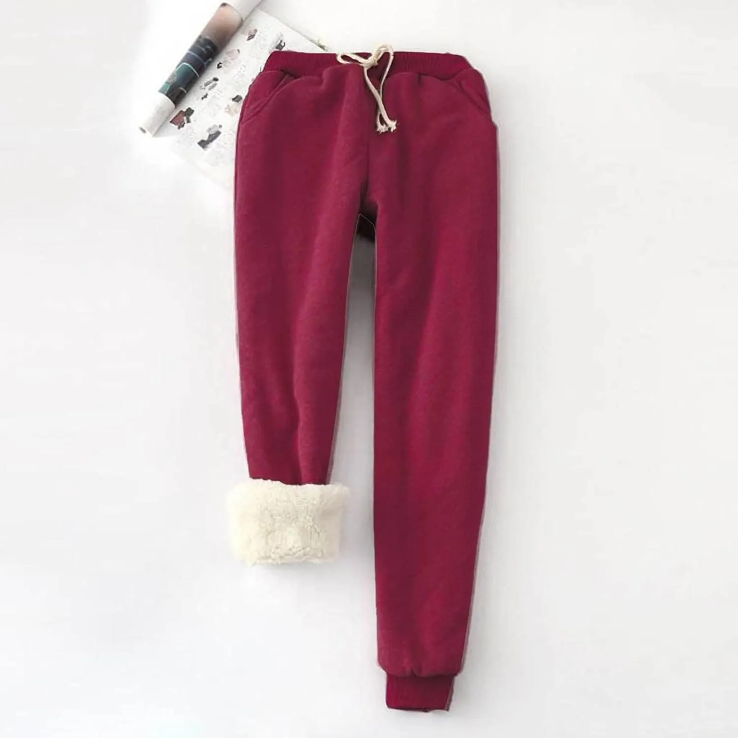 Fleece Lined Pants Women Winter Lightweight Warm Sweatpants with Pockets for Men Women Jogger Sweatpants