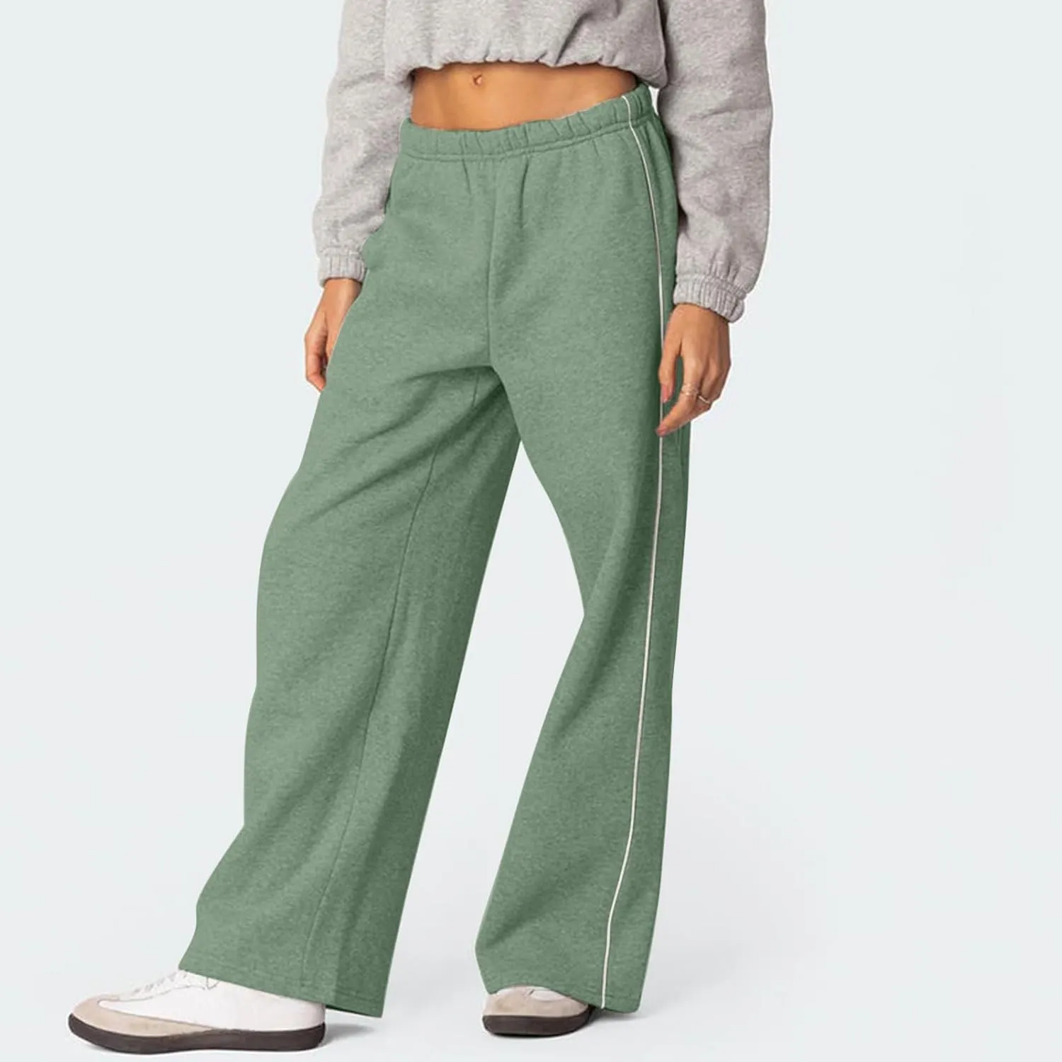 Fleece Sweatpants for Women Baggy Casual Wide Leg Lightweight Joggers Comfy Low Rise Lounge Pants with Pockets