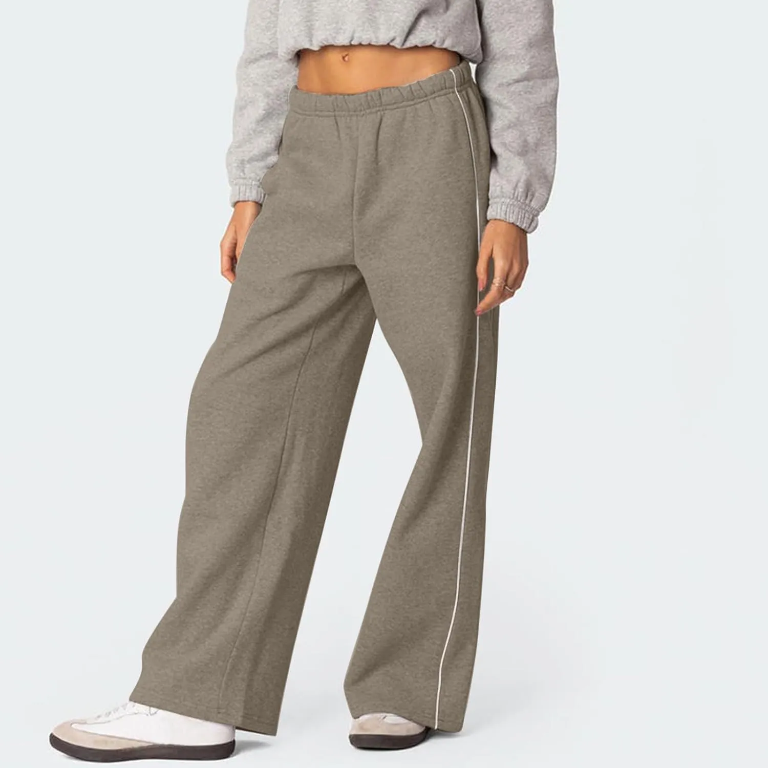 Fleece Sweatpants for Women Baggy Casual Wide Leg Lightweight Joggers Comfy Low Rise Lounge Pants with Pockets